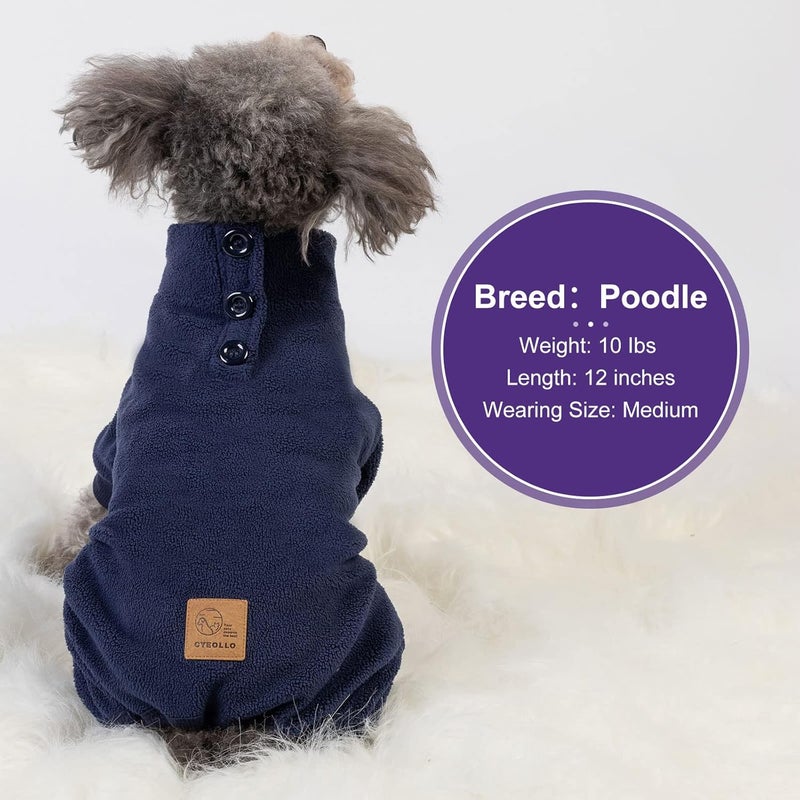 cyeollo Store Fleece Dog Pajamas Onesie Pjs Jumpsuit Thermal Stretchy Pet Clothes Outfits Winter Dog Pajamas for Small Medium Dogs, Navy XL - Image 4